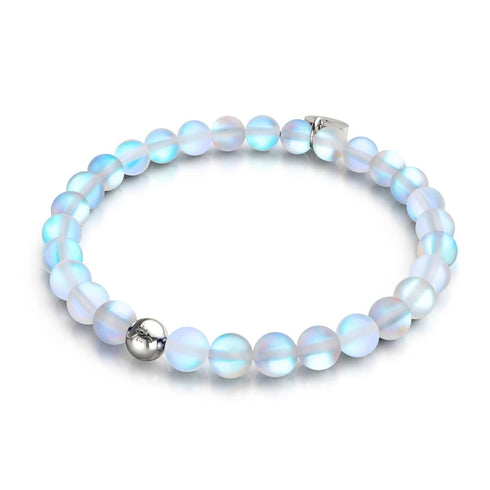 Rainbow White | .925 Sterling Silver | Mermaid Glass Bead Bracelet